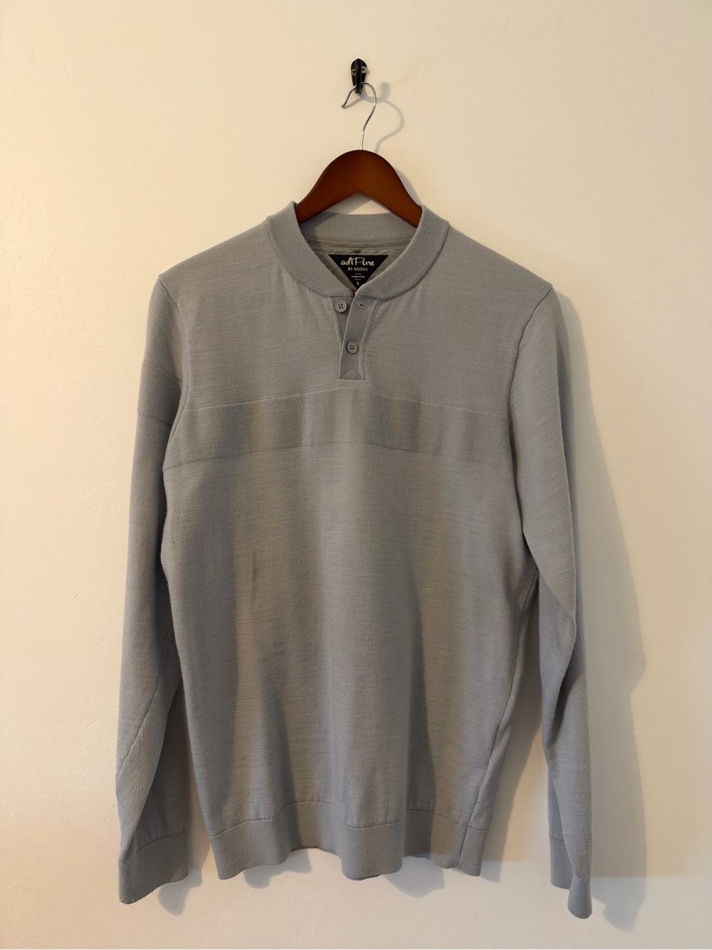 adidas adiPure Men's S Light Gray Wool Blend Crewneck Sweater